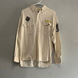 2004 Wrangler Off-White Embroidered Button-Up Shirt